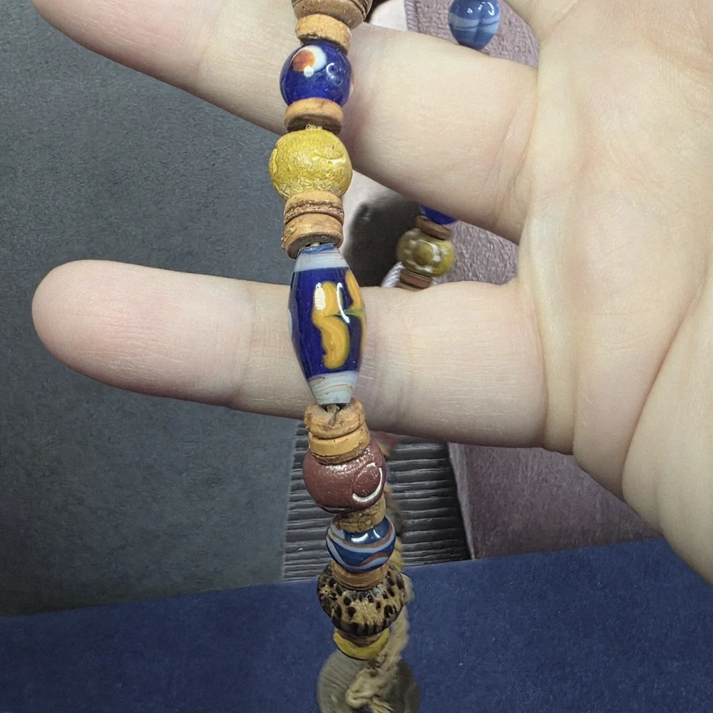 Colorful Mixed Media Beaded Wood Necklace 913 - Picture 4 of 6